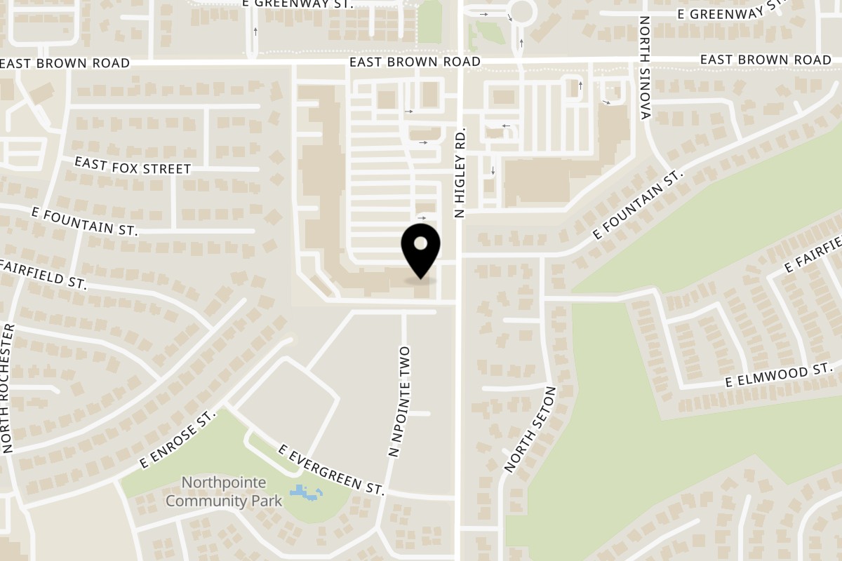 Map showing the location of A Modo Mio Cucina Italiana on 1042 N Higley Rd in Mesa